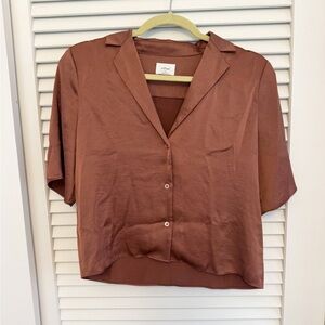 Aritzia Wilfred Beso Satin Shirt - Copper